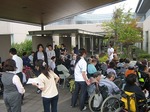 避難訓練　避難先の集合場所