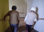 ケアハウスの避難訓練風景