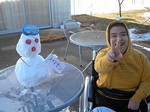 雪だるまと一緒